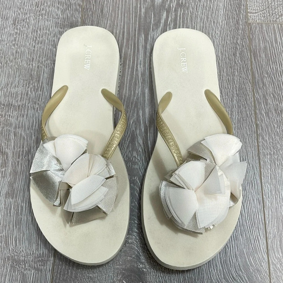 J. Crew Flip Flop Sandals Floral Accent 8 - Picture 1 of 11